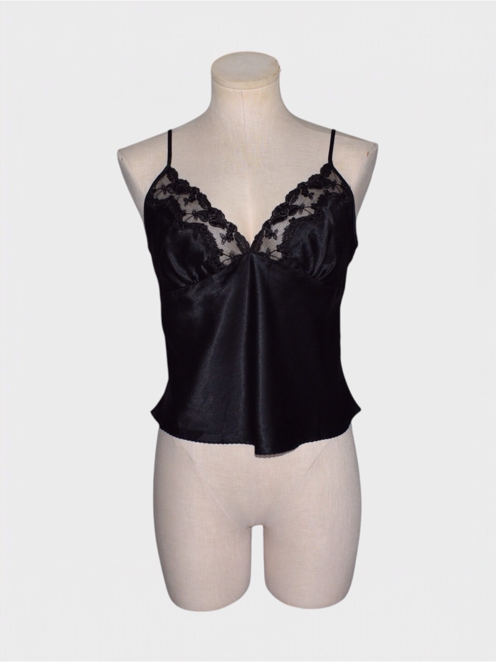 Victorias Secret 90s Vintage Lace Trim Open Back Satin Cami Top